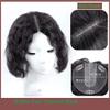 14" Curly 100% Human Hair Topper for Women with Thinning Hair Topper Clip in Hair Extentions,Wavy Hairpiece Clip on Toupee Topper Hair Piece for Women Cover Gray Hair(Middle Part,Natural Black) view 2