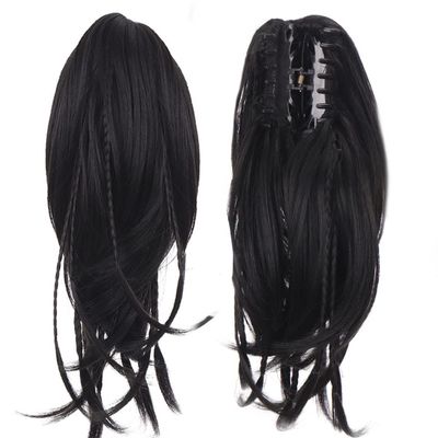 12"Claw Clip On Braids Ponytail Synthetic Hair Extension Long Straight Fake Hair For Women Hairpieces Black Brown 1b 12inches
