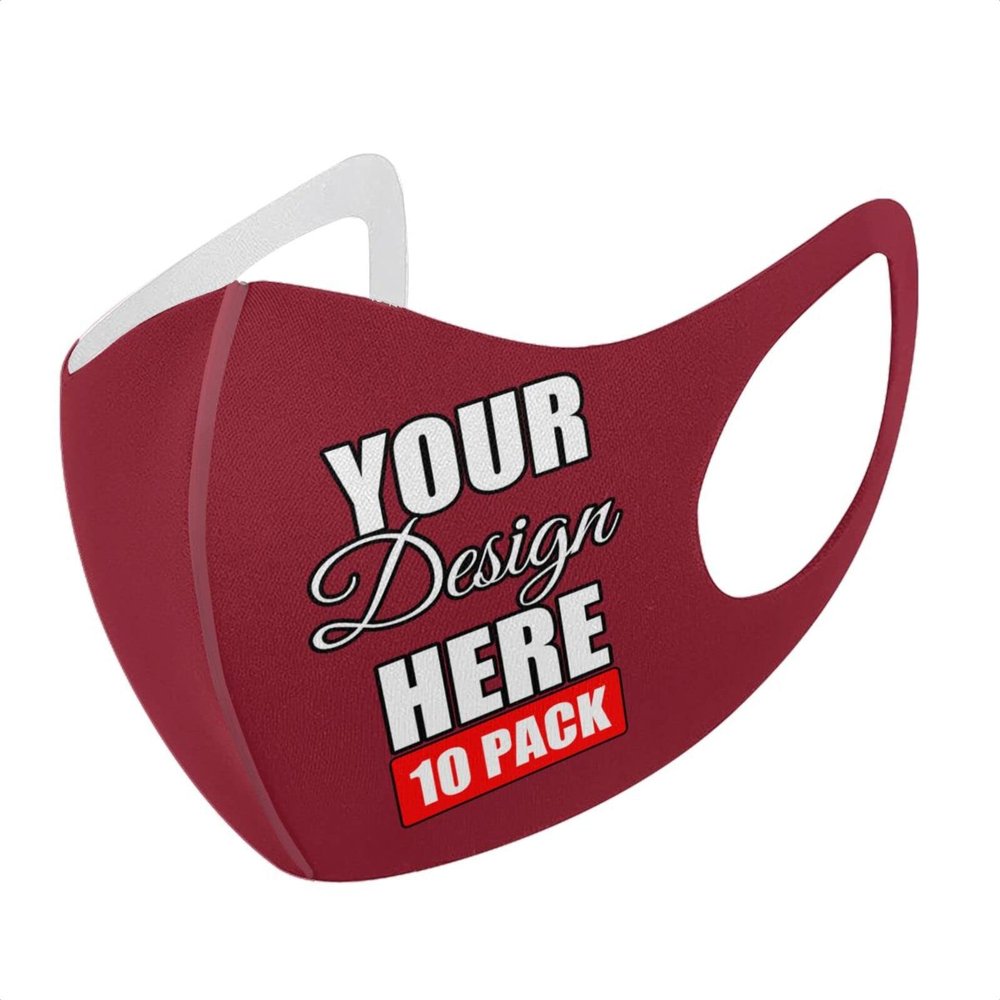 10 Pack Custom Face Mask Text Photo Logo Customized Masks Unisex, Light Red