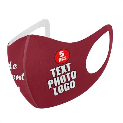 5 Pack Custom Face Mask Text Photo Logo Customized Masks Unisex, Light Red
