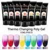 Poly Nail Extension Gel Temperature Color changing Nail Builder Gel Kit Builder Gel for Nails with 36W LED Nail Lamp Nail Extension Gel 8 Pcs 0.5oz with Slip Solution view 3