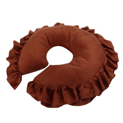 Face Pillow Cushion, SPA Salon U Shape Detachable Rest Face Pillow for Massage Bed, 5 Colors Mixed Velvet Lunch Break Hollowed Pillow Nap Rest Cushion(Brown)