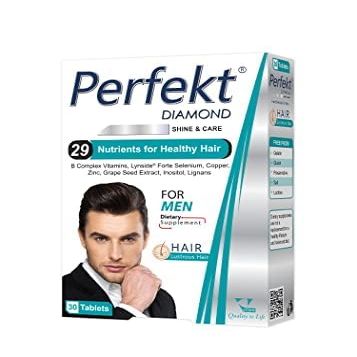 Perfekt Diamond Shine and Care for Men 29 Nutrients for Hair Health, Prevents Greying, Promotes Follicle & Scalp, Moisturizes Hair Gluten-Free, Preservative-Free