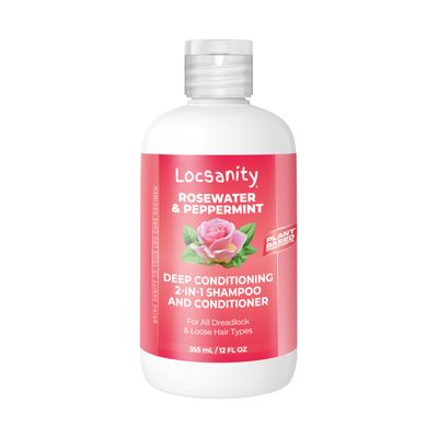 Locsanity Rosewater Peppermint 2-in-1 Shampoo and Conditioner for All Types of Dreadlocks and Hairstyles  Moisturizing, Nourishing, and Hydrating Shampoo and Conditioner (12 fl oz)