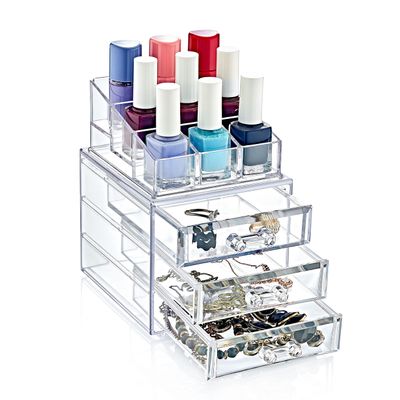 Boxup Makeup Organizer - 3 Drawers Holder And Skin Care Desk Accessories, Cute Small Beauty Cosmetics Table Organizers For Women & Teen Girls, Pretty Lip Stick Gloss Storage Stand