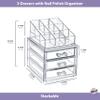Boxup Makeup Organizer - 3 Drawers Holder And Skin Care Desk Accessories, Cute Small Beauty Cosmetics Table Organizers For Women & Teen Girls, Pretty Lip Stick Gloss Storage Stand view 3