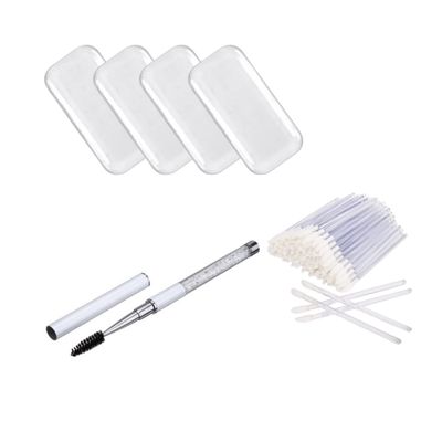 Bundle - 4 Silicone Lash Pad/Silicone Pallet for loose Fans/ Silicone Holder + 1 Mascara Wand/Spoolie for Lashes and Brows + 50 pcs Disposable Lip Brush