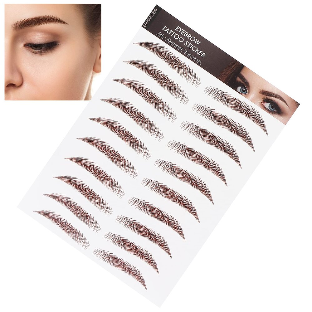 and Lifelike Eyebrow Sticker, Professional Eyebrow Sticker, Women Eyebrow Transfer Sticker for One-time Use(BROWN-02)