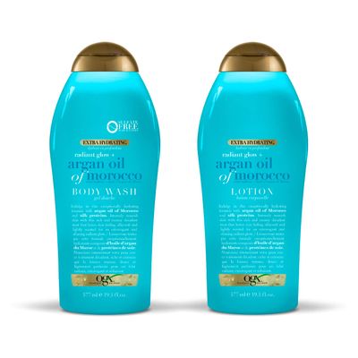 OGX Radiant Glow + Argan Oil of Morocco Extra Hydrating Body Wash for Dry Skin Radiant Glow + Argan Oil of Morocco Extra Hydrating Body Lotion for Dry Skin, Nourishing Creamy