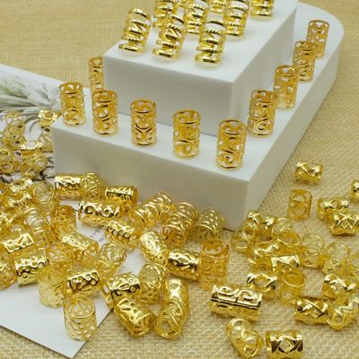 100 PCS Gold Hair Accessories Loc Hair Jewelry for Braids, Dreadlock Accessories for Women and Girls Adjustable Braid Cuffs Braiding Hair Rings Decoration