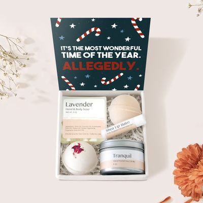 Dear Ava Spa Gifts for Women - Organic Self Care luxury Anti Stress Relaxing Bath and Body Kit Set Basket Box for Her with Heartfelt Card - Funny Christmas Gift
