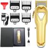 Dongng Hair Clippers,Professional Cordless Electric Haircut Set,Rechargeable Quiet Hair Cutter with 6 Guide Combs,High Power,Easy to Carry High Carbon-Steel Cutting Blades (Color : Gold) view 1