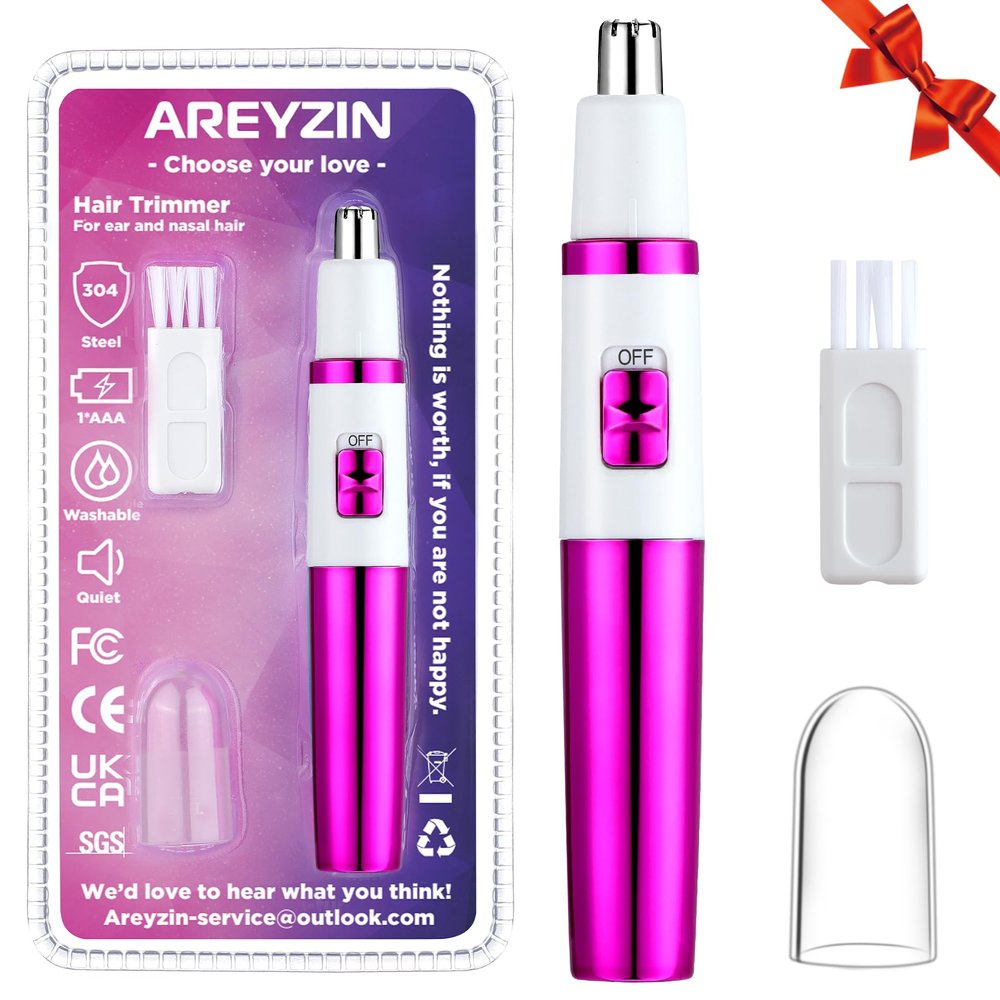 AREYZIN Nose Hiar Trimmer for Women,Ladies Painless Nose Trimmer Women,Eyebrow Facial Ear Hair Trimmer Hair Clippers Professional, Waterproof, Dual-Edge Blade, Purple