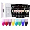 8 Colors Poly Nail Extension Gel Temperature Color changing Nail Builder Gel Kit Builder Gel Nail File Nail Extension Forms Nail Brushs Set for Nails view 1