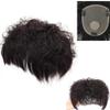 16x17cm Short Pixie Cut Curly Real Human Hair Topper for Women,Invisible Fluffyment Large Area Real Human Hair Pieces for Hair Loss/White Hair Off Black. (16 * 17, Off Black) view 1