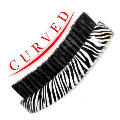 Beauty Town Medium Curve Wave Brush - 50% Boar Bristle & 50% Nylon  All Purpose 360 Wave Brush for Men (Zebra Patterned)