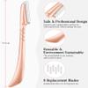 ennva Eyebrow Razor for Women-Eyebrow Trimmer Dermaplaning Tool-Ergonomic Eyebrow Shaper & Facial Razor for Peach Fuzz-Exfoliating Face Razor for Eyebrows-Eye Brow Shaver Razors w/7 Blades- Rose Gold view 4