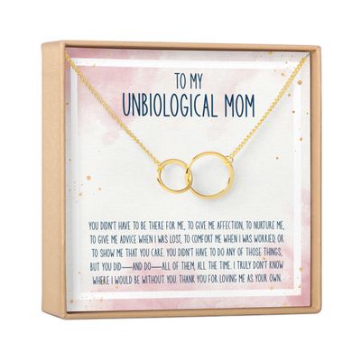 Dear Ava Unbiological Mom Gift Necklace: Present for Bonus Mom, Other Mother, Adopted Mom (Infinity Circles, Gold)