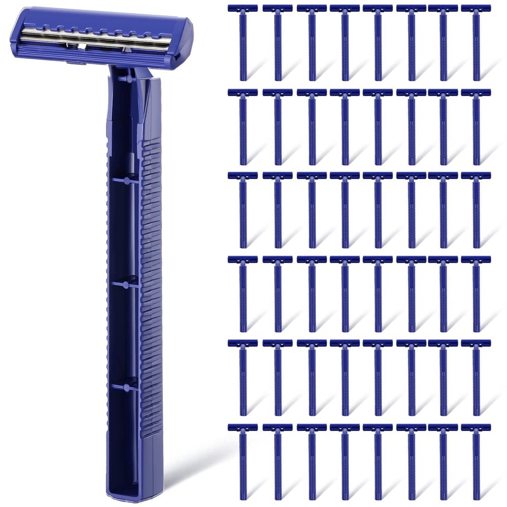 Chumia Twin Blade Razors for Men Stainless Steel Disposable Razors Men Bulk Plastic Shavers Multipurpose Portable Manual Disposable Shavers for Bathing Hotel Travel(150 Pieces)