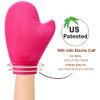 Self Tanner Mitt Applicator - US Patent Self Tanning Mitt with Elastic Cuff in Pink Color. Velvet Soft Texture for Streak-Free Full Body Application, Perfect for Beach Vacation, Back,Legs view 2
