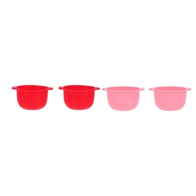 EXCEART 4pcs Silicone Hair Removal Wax Melting Bowls Reusable Non-stick Folding Waxing Containers for Hard Wax Beans Random Colors Space-saving Design
