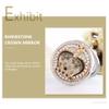 Beaupretty Rhinestone Round Folding Compact Mirror: Portable Pocket Makeup Mirror Double- Sided Gold Plating Travel Mirror with Snap Button for Pockets Bags view 2