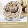 Beaupretty Rhinestone Round Folding Compact Mirror: Portable Pocket Makeup Mirror Double- Sided Gold Plating Travel Mirror with Snap Button for Pockets Bags view 3