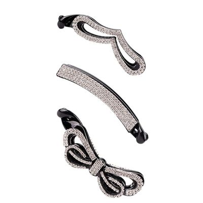3pcs Hairpins Haireraser Strong Tension Hair Clip Hair Clips Hair Barrettes for Women Hair Barrettes for Girls Black Ponytail Holder Banana Hair Clip Korean Generous Miss