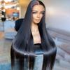 Forawme Silky Straight Brazilian Virgin Transparent Lace Closure Wigs For Women 16 Inch 180 Density Pre Plucked Invisible Hd Closureal Lace Wigs Human Hair 5X5 Deep Space view 2
