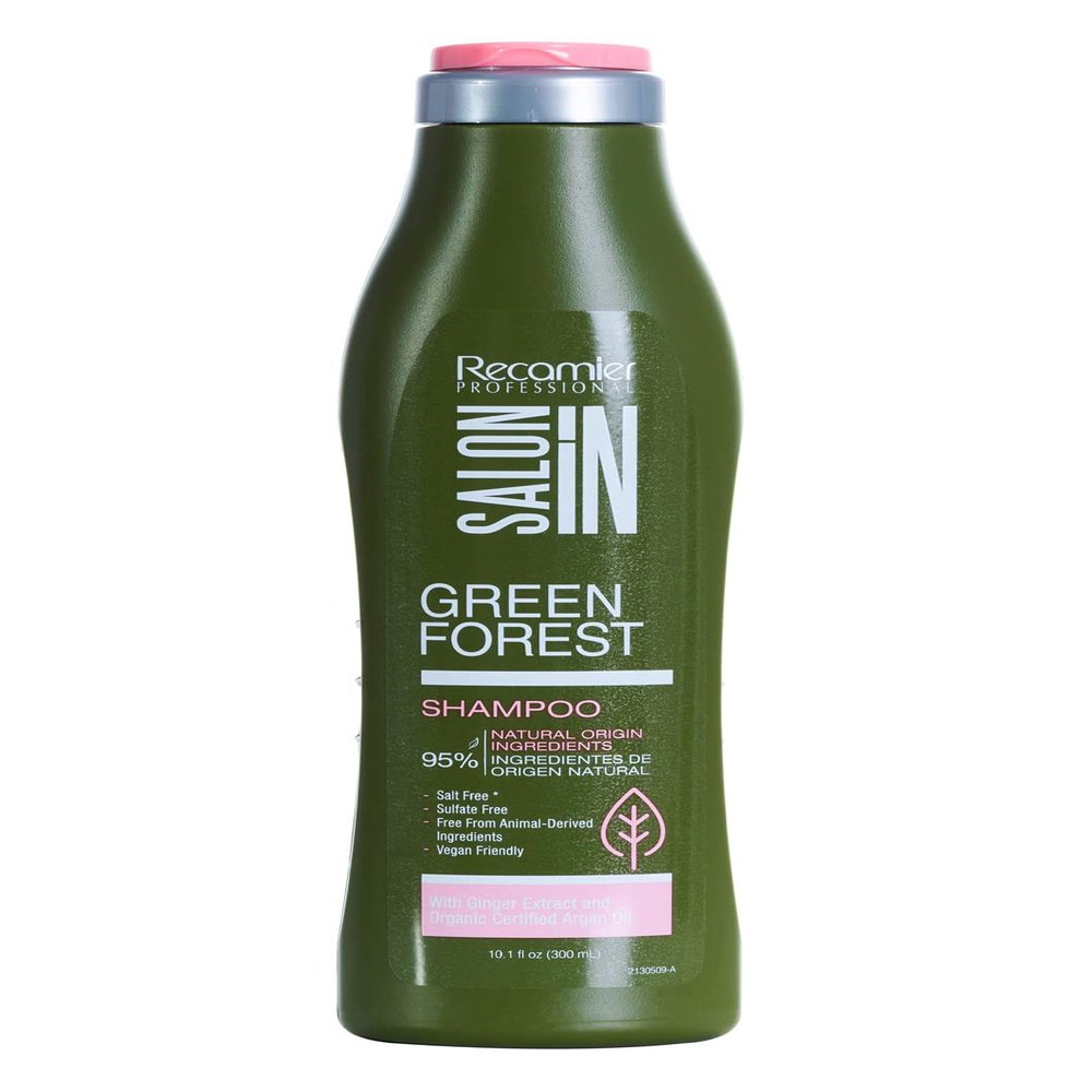 Salon In Recamier Green Forest Moisturizing Natural Hair Shampoo with Argan & Jojoba Oil for Dry & Damaged Hair, Sulfate-Free 10.1 OZ