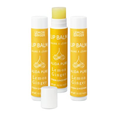 ALIDA PURE Lemon Ginger Lip Balm Collection, Vegan Set, Bees Wax Free, with Organic Jojoba and Avocado Oil, Vitamin E, Natural Moisturizer For Dry, Cracked, or Chapped Lips, 3 Tube Set