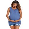 Ekouaer Maternity Nursing Pajama Sets with Pregnancy Pajamas for Women Breastfeeding Pjs Shorts Tops Set Sleepwear Floral Blue S view 3