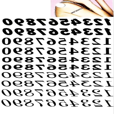 Black Letter Number 0-9 Temporary Tattoos Waterproof Transfer Tattoo Sticker Quote Realistic For Men Women Design Decorations Sexy Body Fake