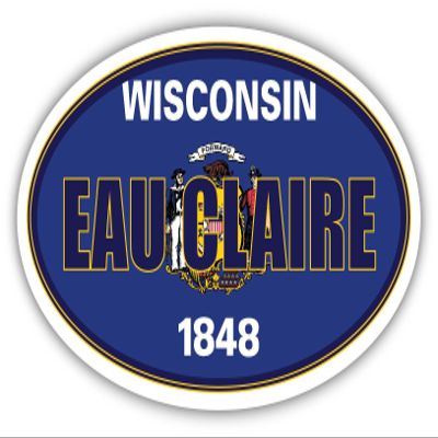 Eau Claire City Wisconsin State Flag | WI Flag Eau Claire County Oval State Colors Reflective Sticker Car Decal 3x5 inches