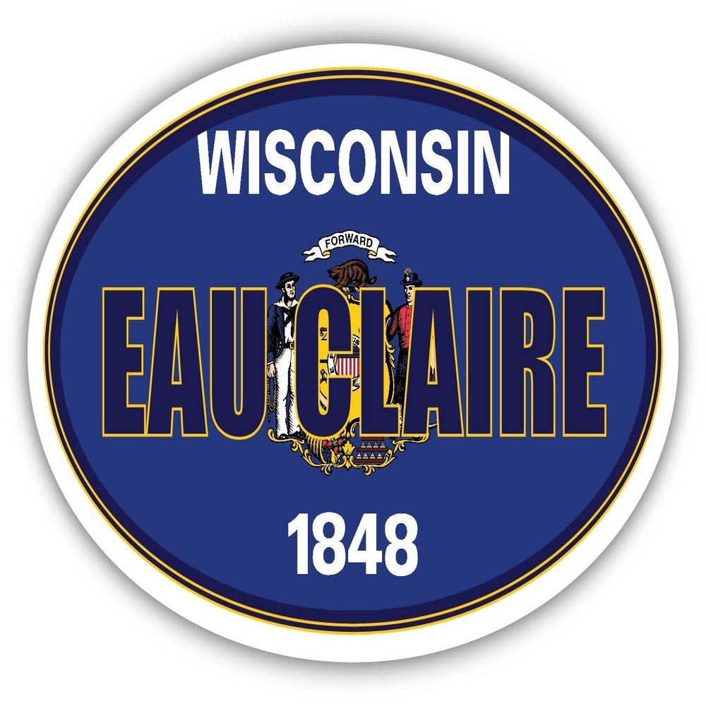 Eau Claire City Wisconsin State Flag | WI Flag Eau Claire County Oval State Colors Reflective Sticker Car Decal 3x5 inches