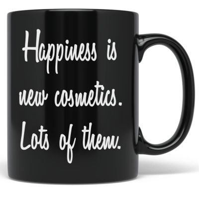 PixiDoodle Happiness Cosmetics Makeup Artist Coffee Mug (11 oz, Black)