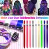 12 PCS Purple Hair Extensions Clip in, Colored Party Highlights Extension for Kids Girls Synthetic Hairpiece Straight 22 inch view 2