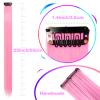 12 PCS Pink Hair Extensions Clip in, Colored Party Highlights Extension for Kids Girls Synthetic Hairpiece Straight 22 inch view 3