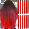 12 PCS Red Hair Extensions Clip in, Colored Party Highlights Extension for Kids Girls Synthetic Hairpiece Straight 22 inch view 1