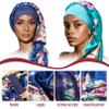 4PCS Long Satin Bonnet Sleep Cap,Black Extra Large Silk Bonnet for Natural Hair, Bonnets for Women Night Sleep,Wide Elastic Band, Very Soft & Comfortable (Black,3 Floral Patterns) view 3