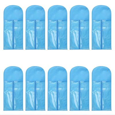 10 Pieces Wig Hair Extension Storage Bag, Dust-Proof Wigs Pouch Organizer Protect for Professional Hair Extensions with Nylon Wig Caps(Light Blue)