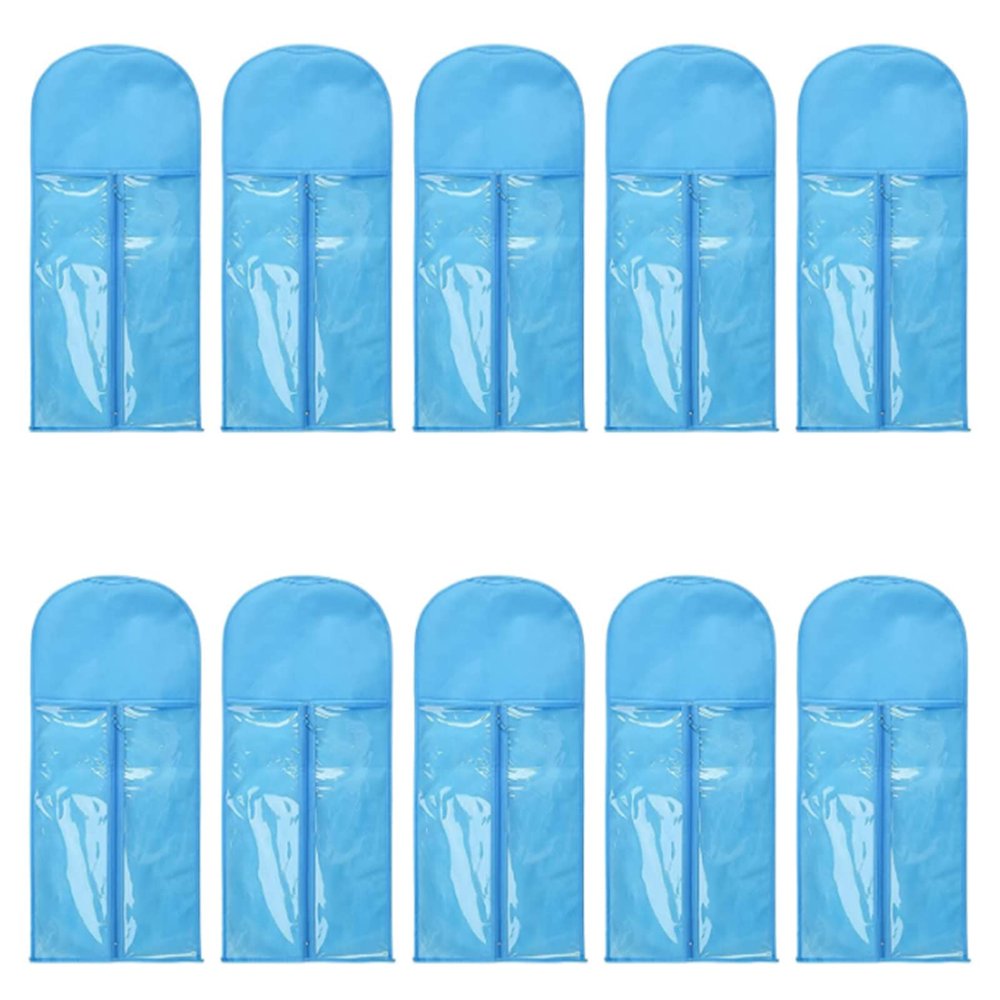 10 Pieces Wig Hair Extension Storage Bag, Dust-Proof Wigs Pouch Organizer Protect for Professional Hair Extensions with Nylon Wig Caps(Light Blue)