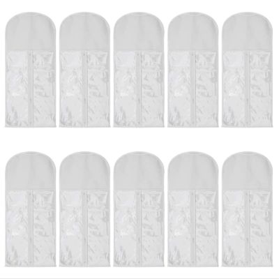 10 Pieces Wig Hair Extension Storage Bag, Dust-Proof Wigs Pouch Organizer Protect for Professional Hair Extensions with Nylon Wig Caps (White)