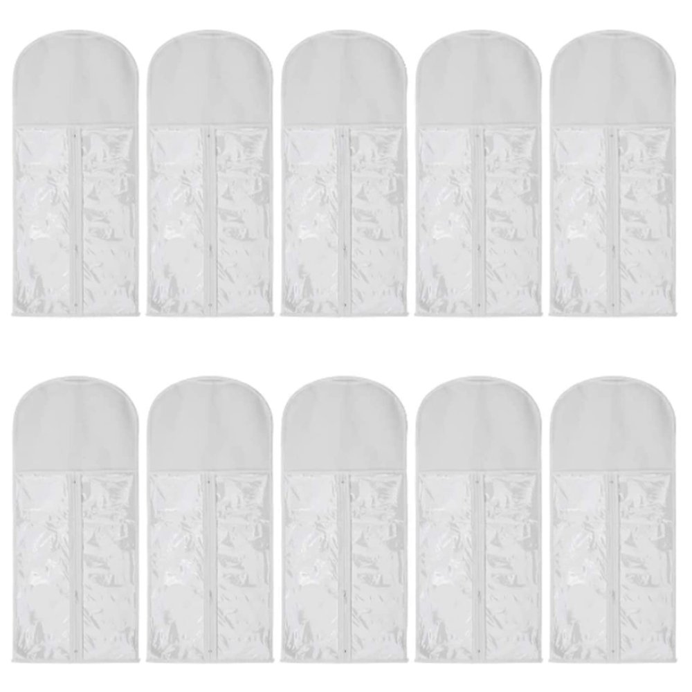 10 Pieces Wig Hair Extension Storage Bag, Dust-Proof Wigs Pouch Organizer Protect for Professional Hair Extensions with Nylon Wig Caps (White)