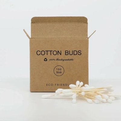100 Bamboo Cotton Swabs Wooden Cotton Buds, Eco Friendly Cotton Swabs Wood Stick, White, 3inch