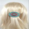 Skelapparel Southwest Bohemian Red Blue squash Blossom hair barrette view 2