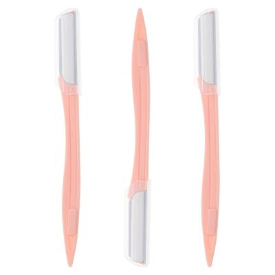 3pcs Straight Handle Eyebrow Trimmer Makeup Eyebrow Shaver Brow Shaper Brow Razor Facial Hair Remover Plastic Handle Eyebrow Trimmer Eyebrow Tools Eyebrow Trimming Shaver