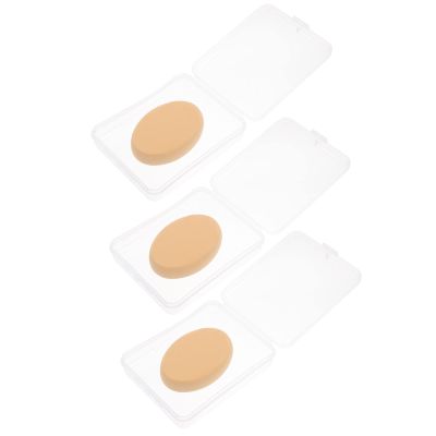 3PCS Beauty Makeup Puffs Cream Oval Powder Puffs Cosmetic Puffs with Box