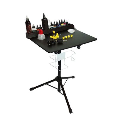 kunghei Portable Tattoo Workstation Stand, Hair Salon Tray Table, Mobile Desk Work Station with Water Paper&Towel Holder, Adjustable Height Tattoo Tray Tattoo Table