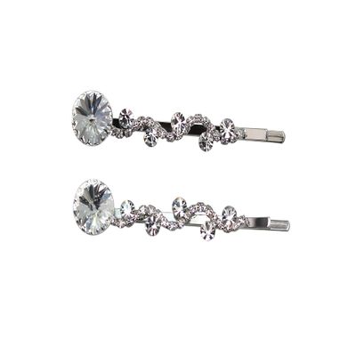Faship A Pair Of Clear Premium Rhinestone Crystal Floral Hair Clips 2 Pcs Pins